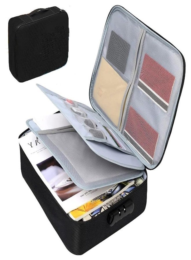 MAHNTMART PVC Fireproof Document Bags -Safe Box Fireproof Waterproof with Lock,Fireproof Document Safe Document Organizer for Travel, Fireproof File Storage Bag with Lock 14.6"X 11.4"X 3.9" (Black) - Image 1